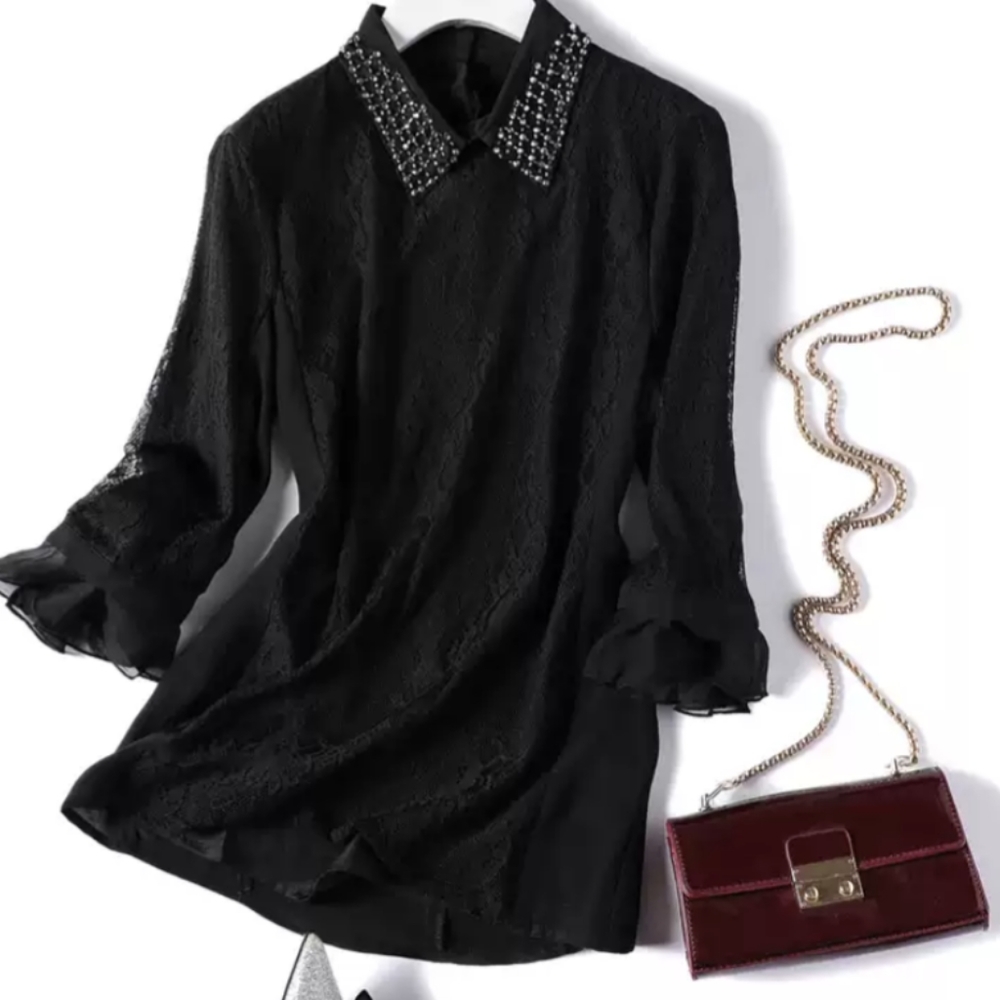 Black lace top XS